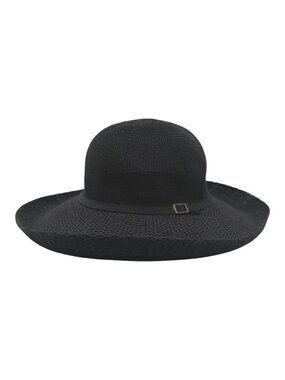 Kooringal Sun‎ Hat Women OS Black Woven Wide Brim Adjustable Buckle Beach